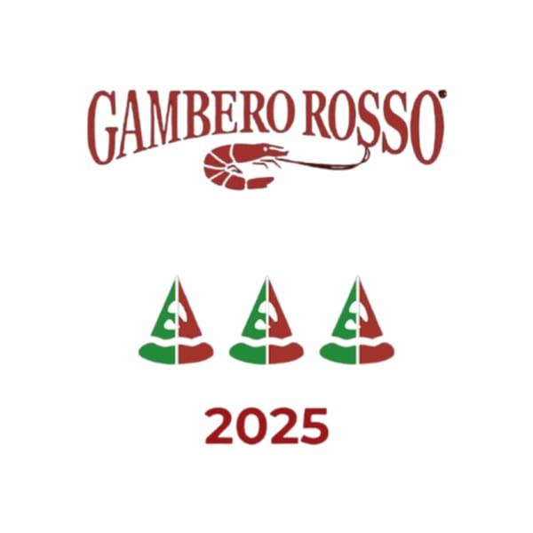 Gambero Rosso logo with three pizza slice icons in red and green, and the year 2025.