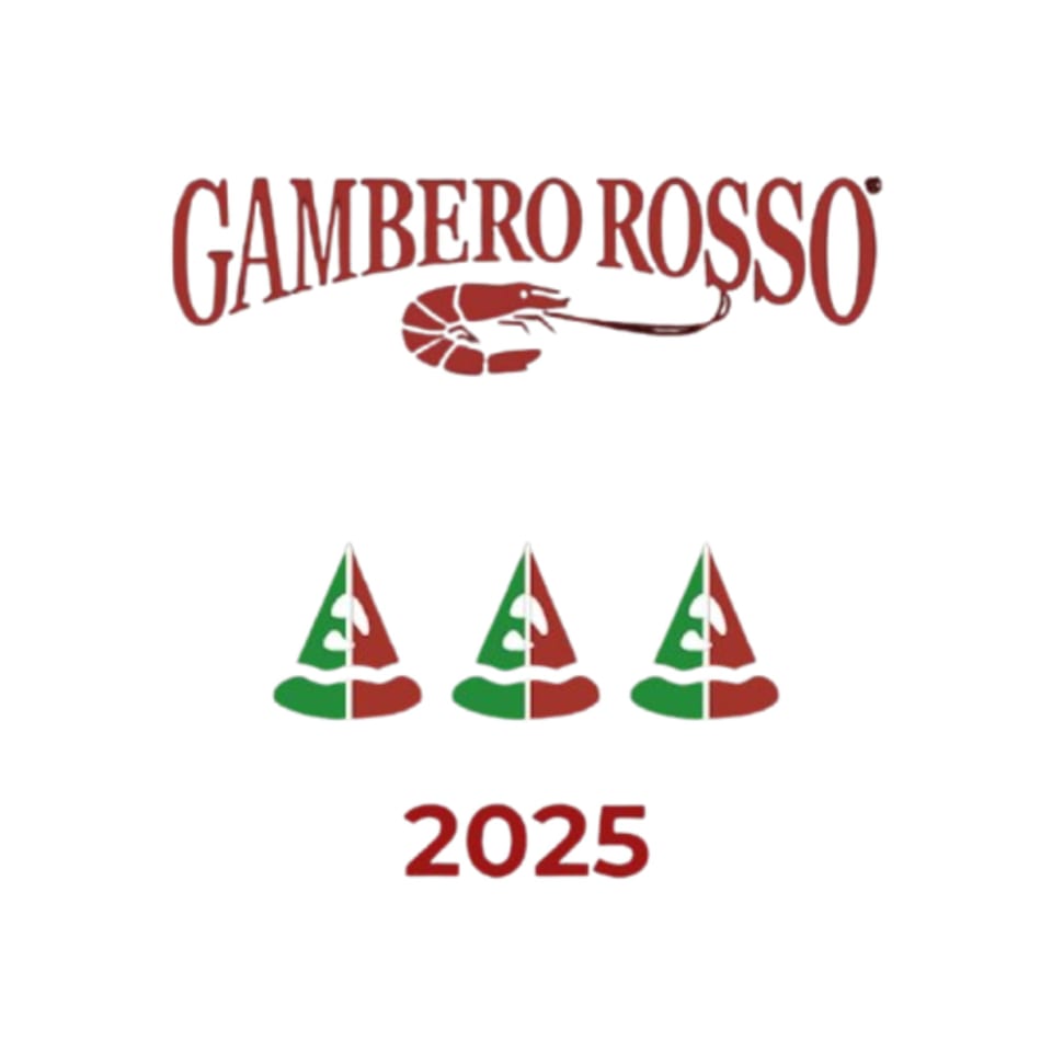 Gambero Rosso logo with three pizza slice icons in red and green, and the year 2025.