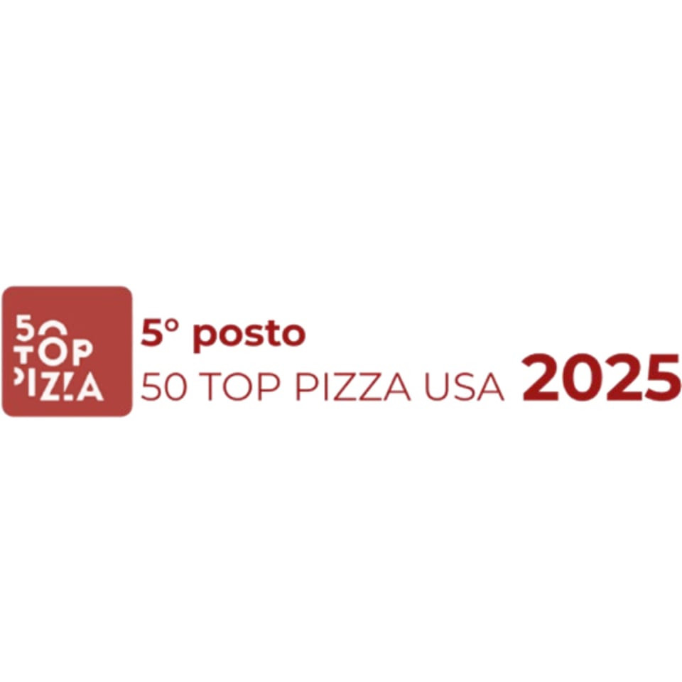 Ribalta's 50 Top Pizza USA 2025 award, recognizing it as the 5th best pizza in the USA.